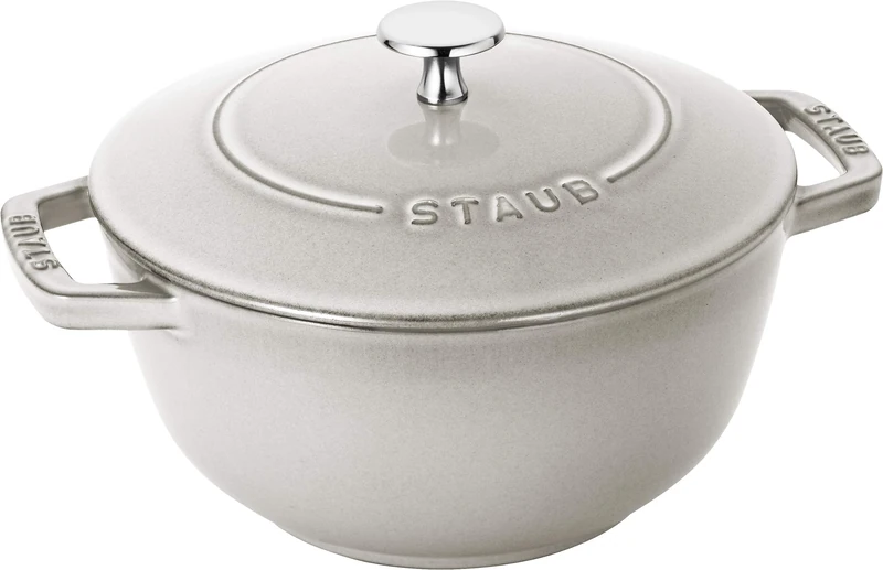 Staub Wa-NABE 40501-478 Wanabe Campagne L 7.9 Inches (20 cm) Cast Iron Saucepan Double-Handed Cooking 3-Piece Induction Compatible