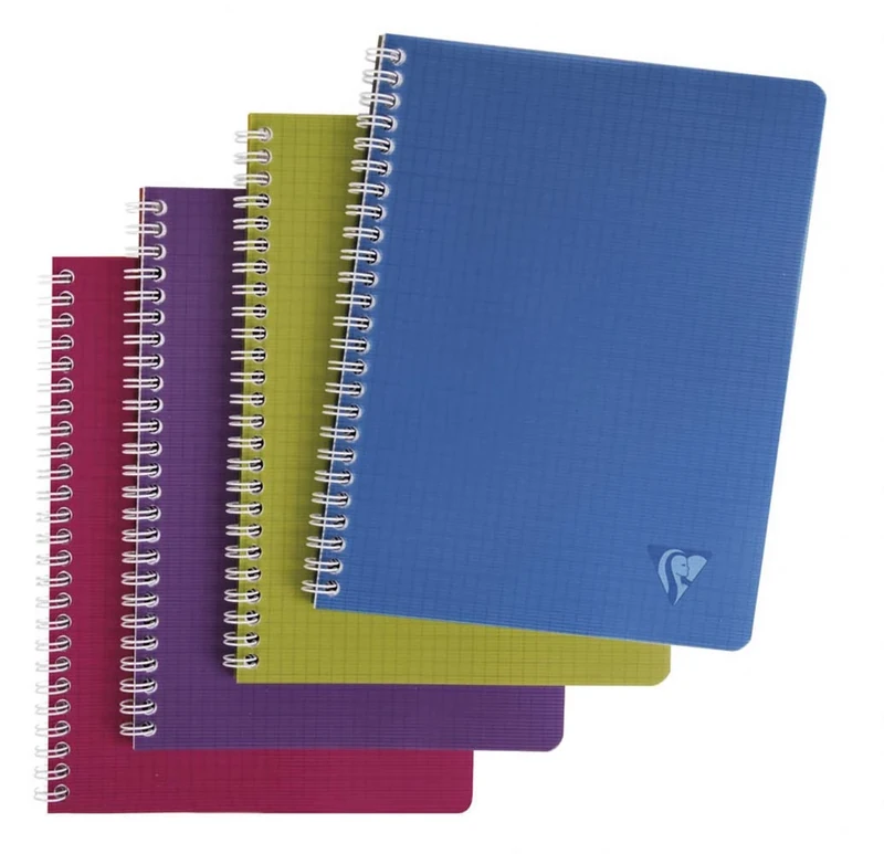 Clairefontaine 329725C LiniColour Collection Intensive Set of 10 Spiral Notebooks 17x22 100 Small Squares Pages - White Paper 90g - Polypro Cover Random Colour