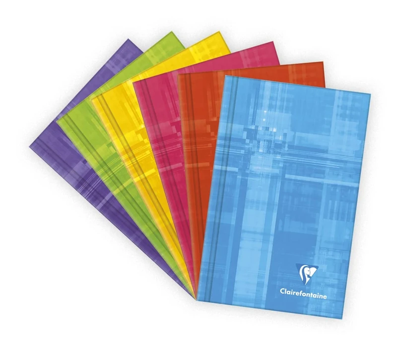 Clairefontaine 69582C Set of 10 Rigid Laminated Notebooks - 7.5x12 cm - 128 Small Squares Pages - 90 g White Paper - Laminated Card Cover - Random Colours