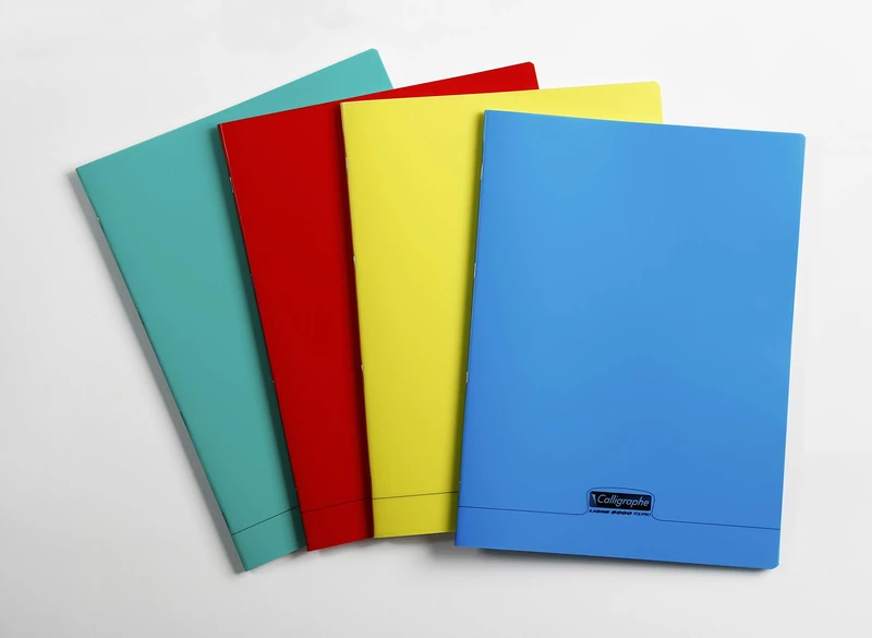 Calligraphe 18291C Set of 10 Stapled Albums (Clairefontaine Brand) - 24x32 cm - 96 Plain White Pages - 90 g Paper - Transparent Polypro Cover - Random Colours - Image 1