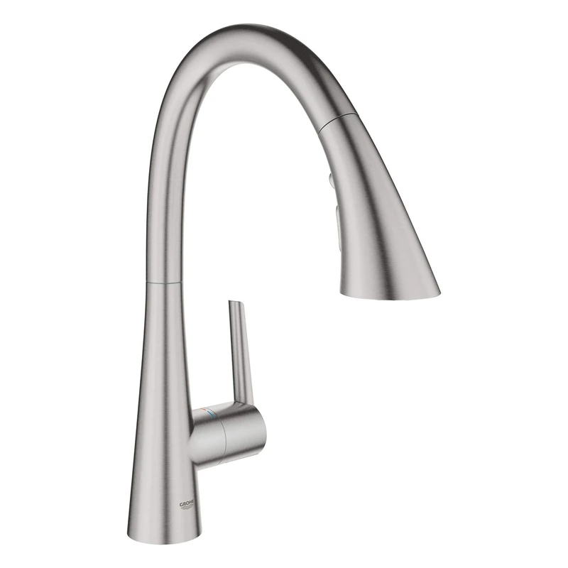 GROHE 32298DC3 Zedra Pull-Down Kitchen Faucet with Sprayer Supersteel (Stainless Steel) - Image 1
