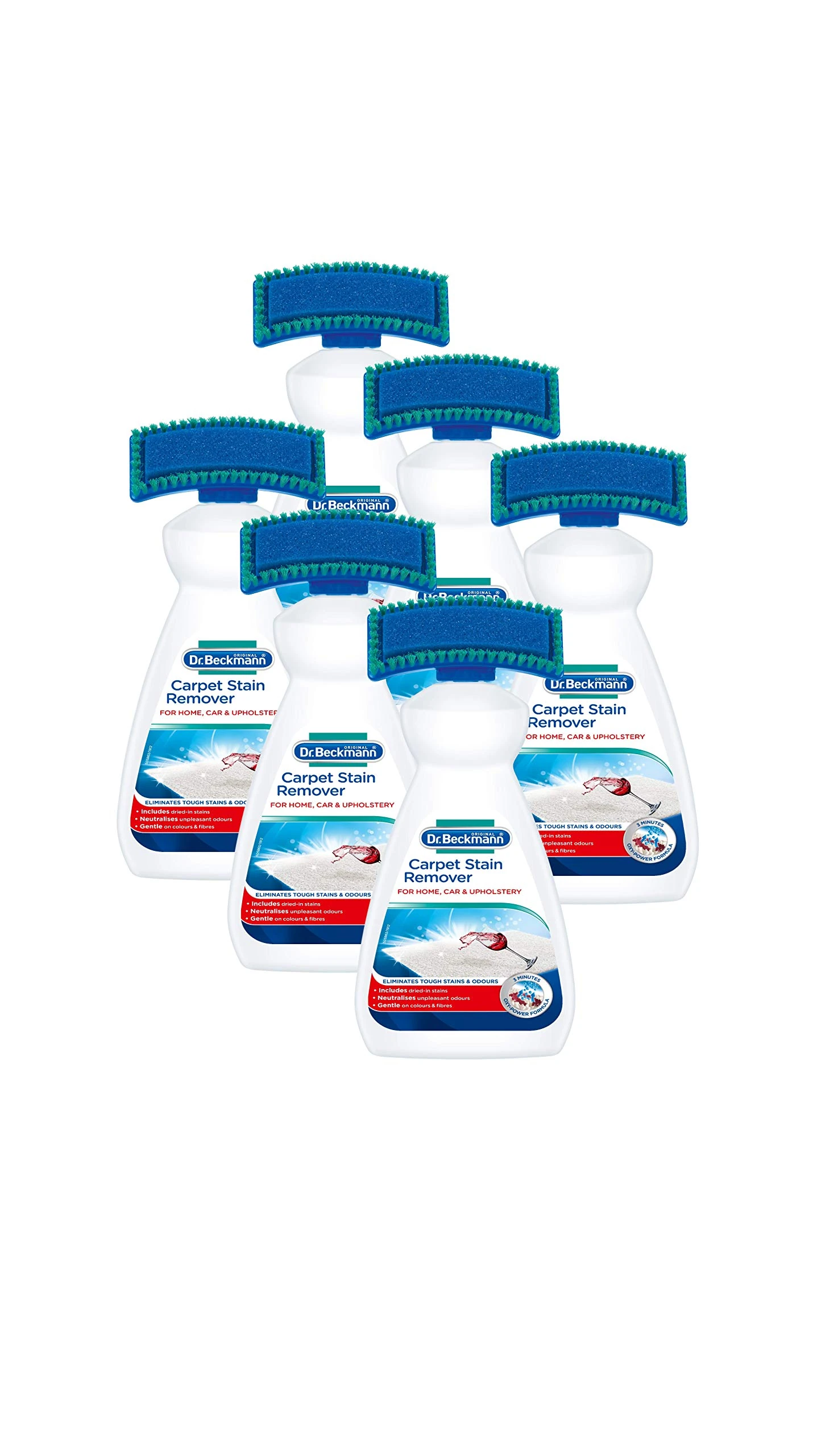 Dr Beckmann Carpet Stain Remover with Brush Perfect for Carpets and Soft Furnishings 650ml (pack of 6)