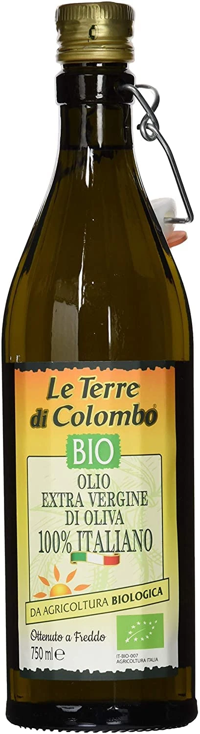 Le Terre di Colombo – 100% Italian Biological Organic Extra Virgin Olive Oil - BIO - Ribbed Bottle with Mechanical Cap - 0.75L