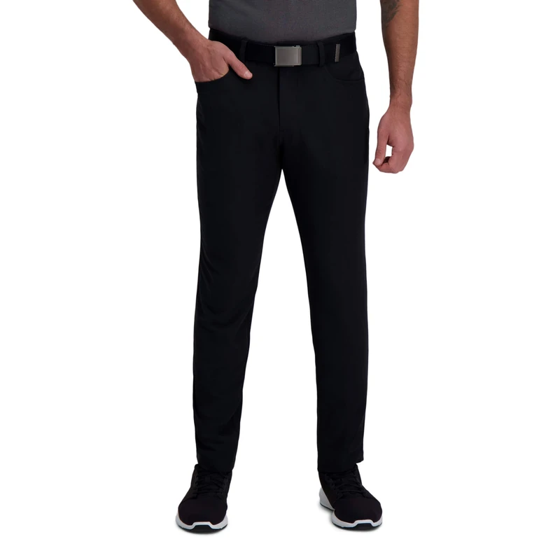 Haggar Men's The Active Series Slim Fit Flat Front Pant Casual, Solid Black, 38W x 30L - Image 1