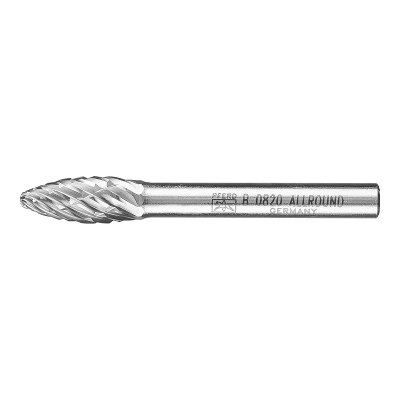 PFERD HM milling bit, Flame Shape B, All-Round Teeth, milling bit Diameter 8 mm, Shaft Diameter 6 mm, Length 60 mm, 21001015 - for Versatile use on The Most Important industrially Used Materials