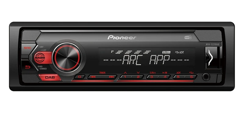 Pioneer MVH-S220DAB 1-DIN receiver with DAB/DAB+, Red illumination, USB and compatible with Apple and Android devices.