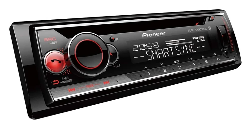 Pioneer DEH-S520BT 1-DIN CD Tuner with Bluetooth, multi colour illumination, USB, Spotify, Pioneer Smart Sync App and compatible with Apple and Android devices.