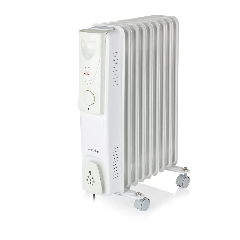Warmlite WL43004YW 2000W 9-Fin Oil Filled Radiator with 3 Power Settings and Adjustable Timer, White