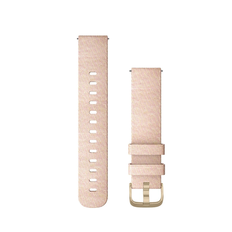 Garmin Quick Release Bands (20mm),suitable for selected Forerunner-,Venu-, vívomove-,vívoactive and Approach smartwatch series, Original accessory, Nylon, Blush Pink with Light Gold Hardware