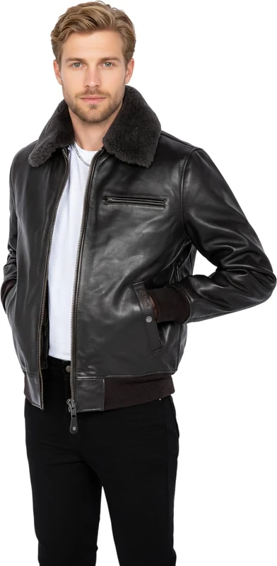 Schott NYC Men's Lc1380 Leather Jacket, Dark Brown, 3XL UK