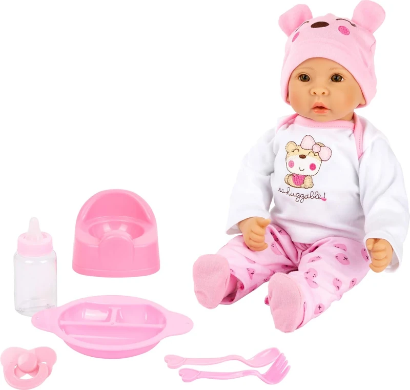 Small Foot 11522 Girl Baby Doll with Accessories, Role-Playing Toy, with Soft Body, 5 Pieces