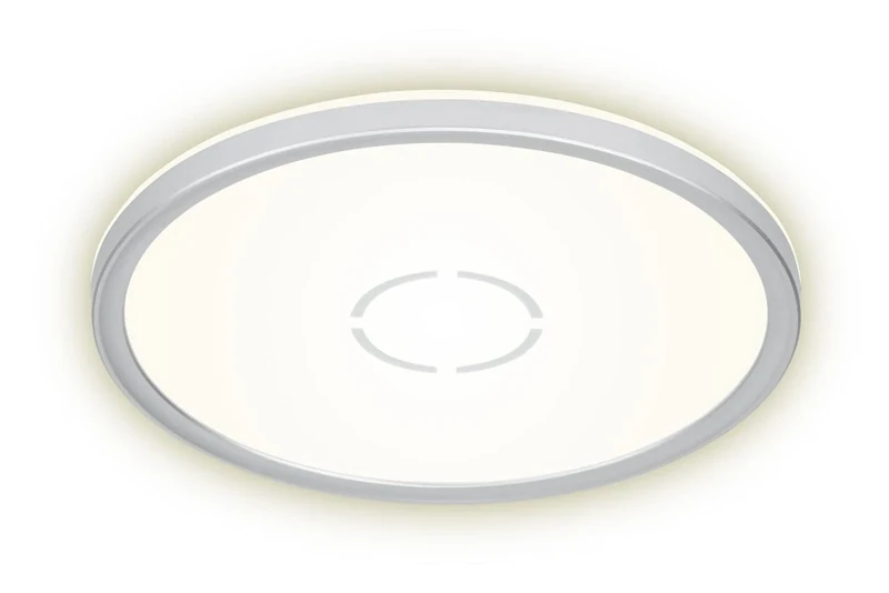 BRILONER Leuchten LED Ceiling Light, Ceiling lamp with Backlight Effect, 18W, 2,400 lumens, 4,000 Kelvin, Round, White/Silver, Ø 29.3cm