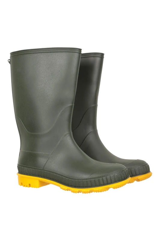 Mountain Warehouse Plain Kids Wellies - Waterproof, Soft Jersey Lined Wellington Boots, Gripped Sole, Boys & Girls - Spring Summer, Rain, School, Outdoors Khaki Junior Shoe Size 1