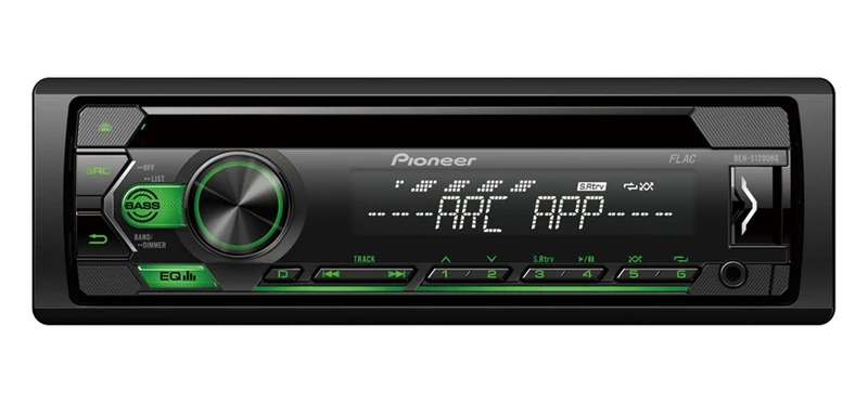 Pioneer DEH-S120UBG 1-DIN CD Tuner with RDS tuner, green illumination, USB and Aux-In.