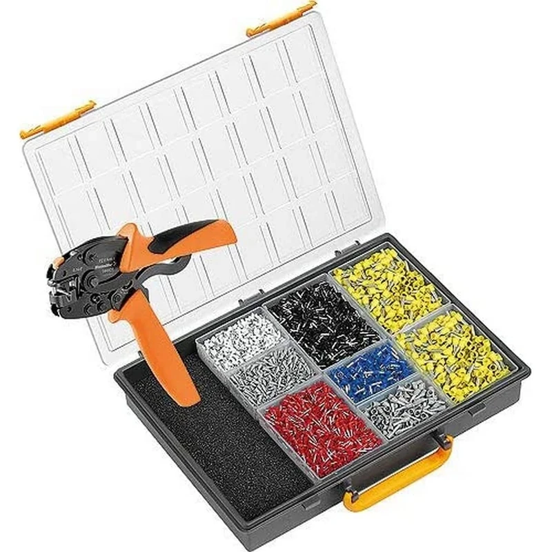 Weidmüller 485803 Cable Processing Set PZ 6roto L RC Including Crimping Pliers and Ferrules in Various Sizes and Colours, with Plastic Case