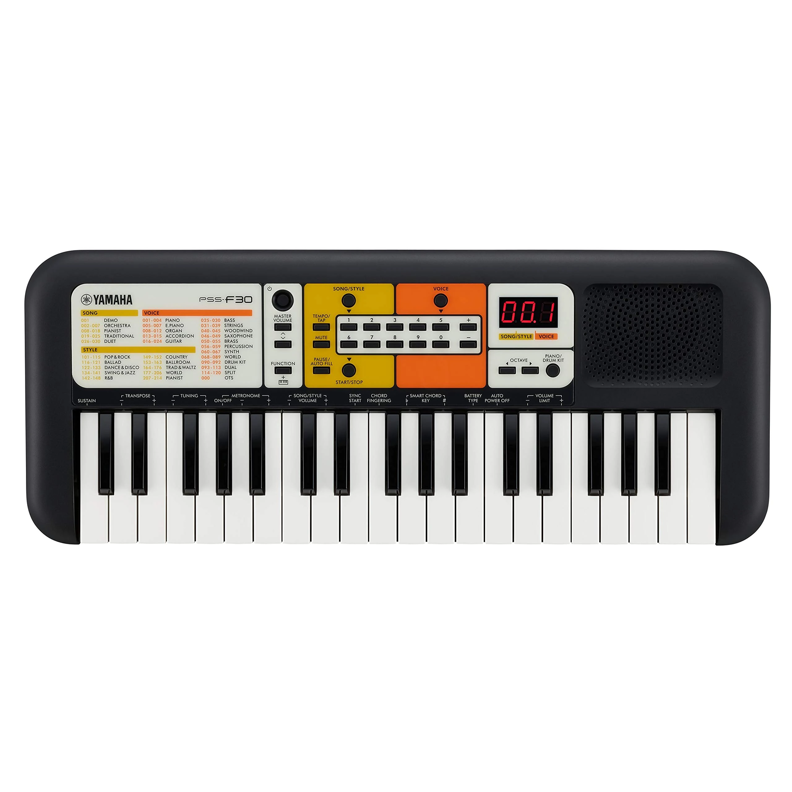 Yamaha PSS-F30 - Portable and Lightweight, Children's Keyboard, 120 Built-in Voices and 30 Songs with Smart Chord Function, Fun Learning Instrument, in Black