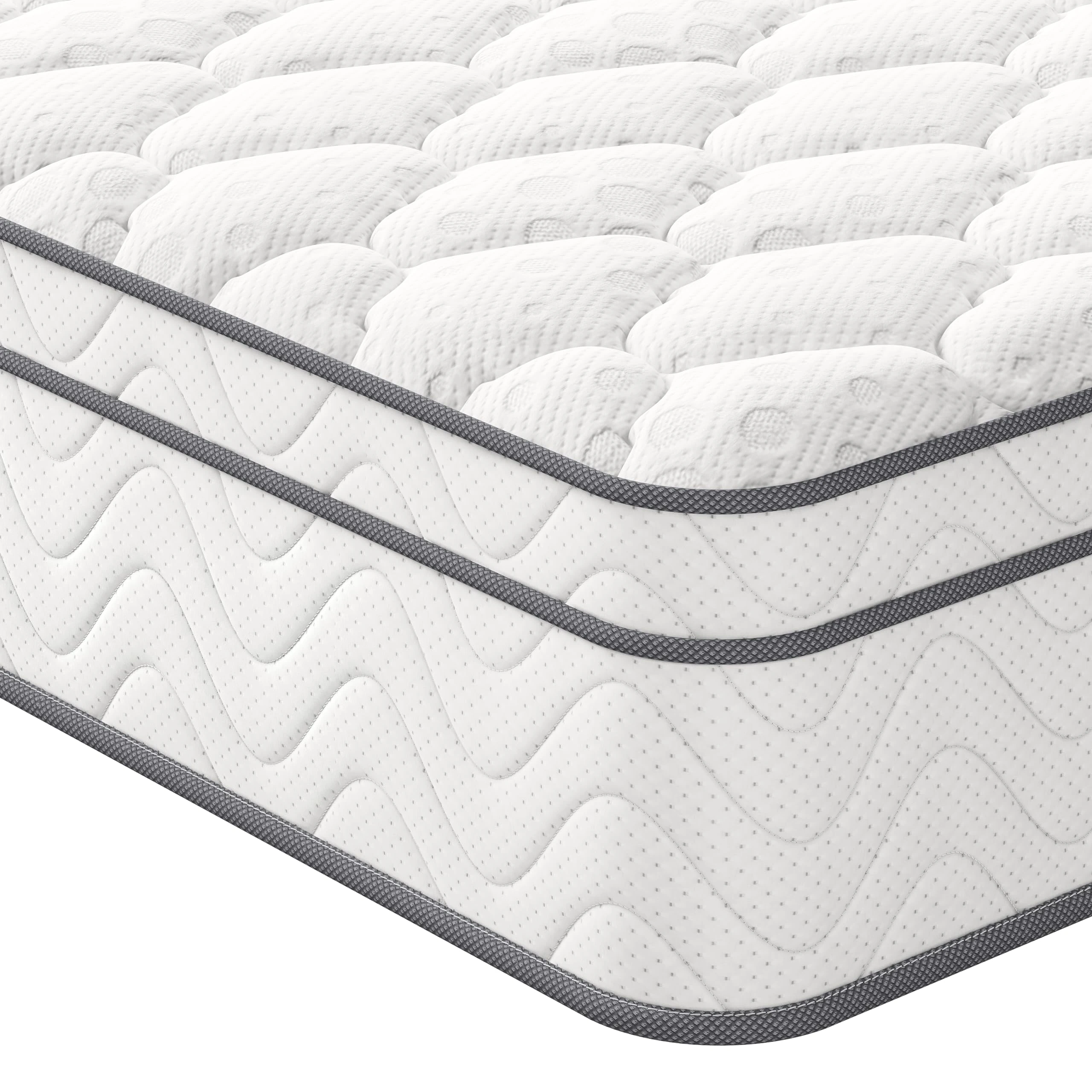 Vesgantti Super King Mattress, 10.3 Inch Hybrid Mattress 6FT with Breathable Foam and Individually Pocket Spring - Medium Firm, Classic Box Top Collection(180x200x26cm)