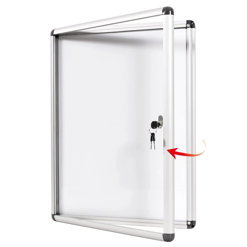 Swansea Enclosed Bulletin Board Lockable White Board Noticeboard with Door Wall Display Case for School Office 49x36cm(2xA4)