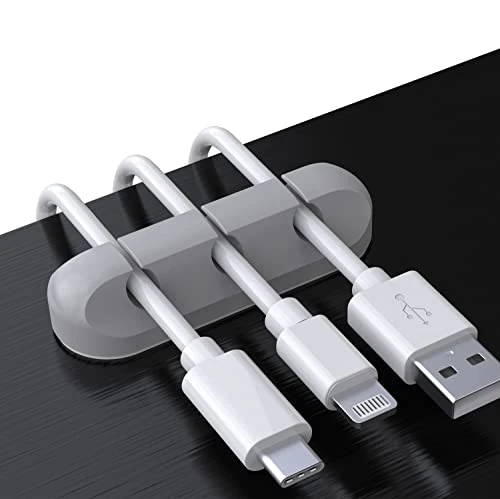 SOULWIT Cable Holder Clips, 3-Pack Cable Management Cord Organiser Clips Silicone Adhesive Organizer for USB Charging Cable Mouse Wire PC Office Home