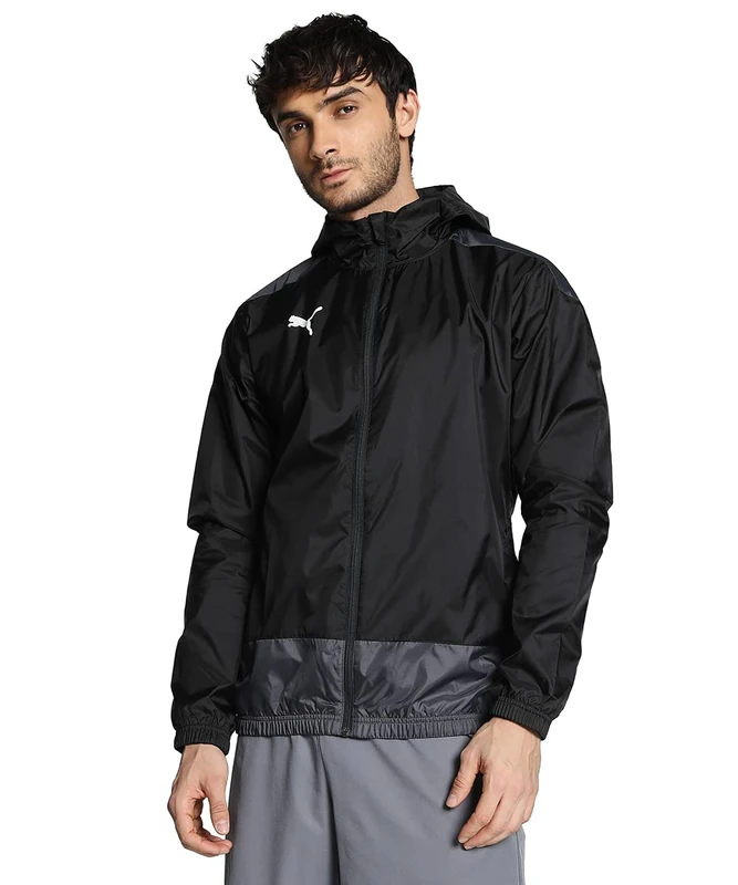 PUMA Men's teamGOAL 23 Training Rain Jacket Black-Asphalt, XXX-Large