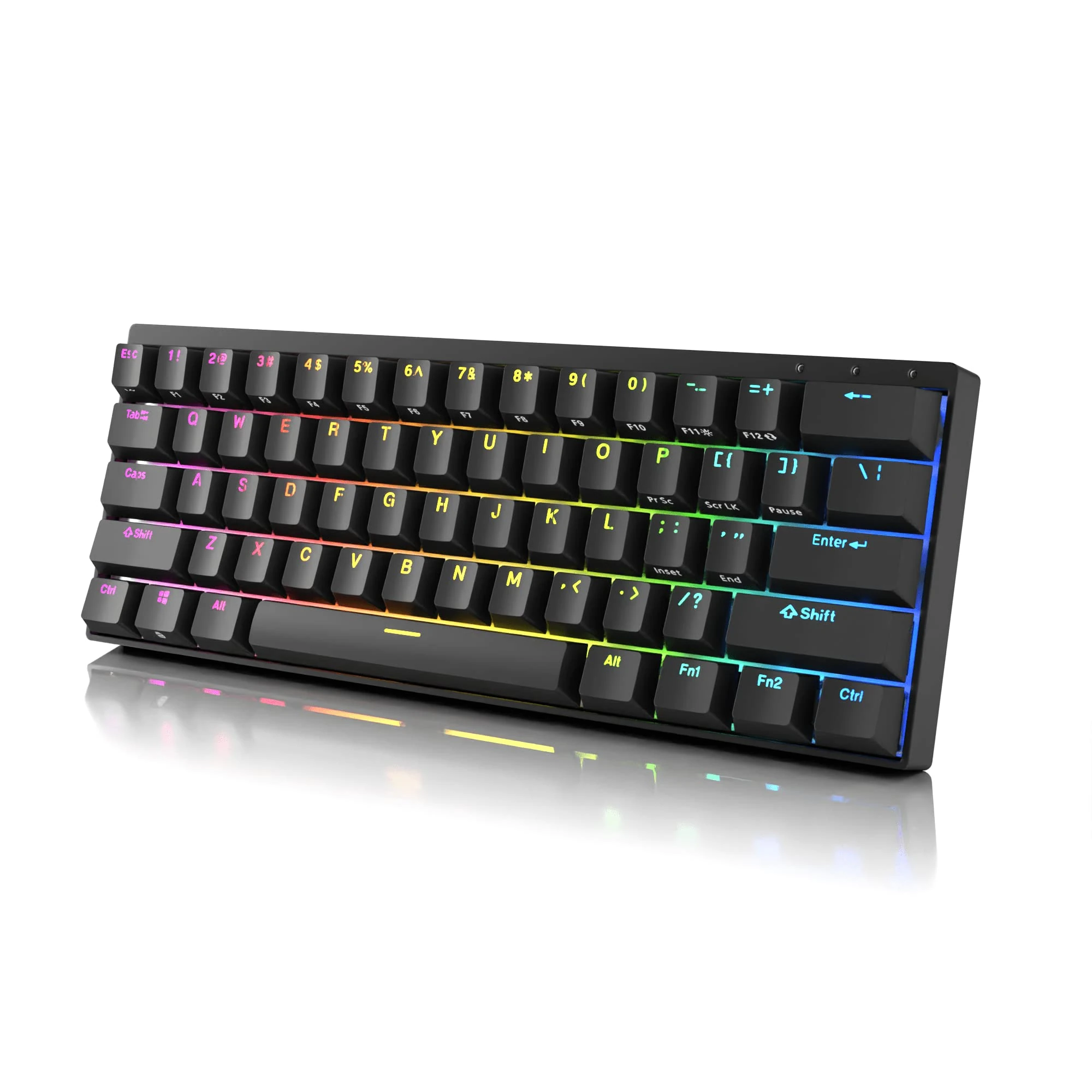 Durgod HK Venus RGB Mechanical Gaming Keyboard | 60% Layout | USB C Wired | Doubleshot PBT Keycaps | Cherry Profile | NKRO Rollover | Windows & Mac | Aluminium Chassis| Gateron Blue, Black