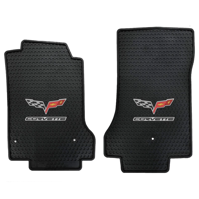 Lloyd Mats Heavy Duty Signature Rubber All Weather Floor Mats for Corvette C6 2005-2007.5 (Post Fastener) (2PC - Fronts, Black)