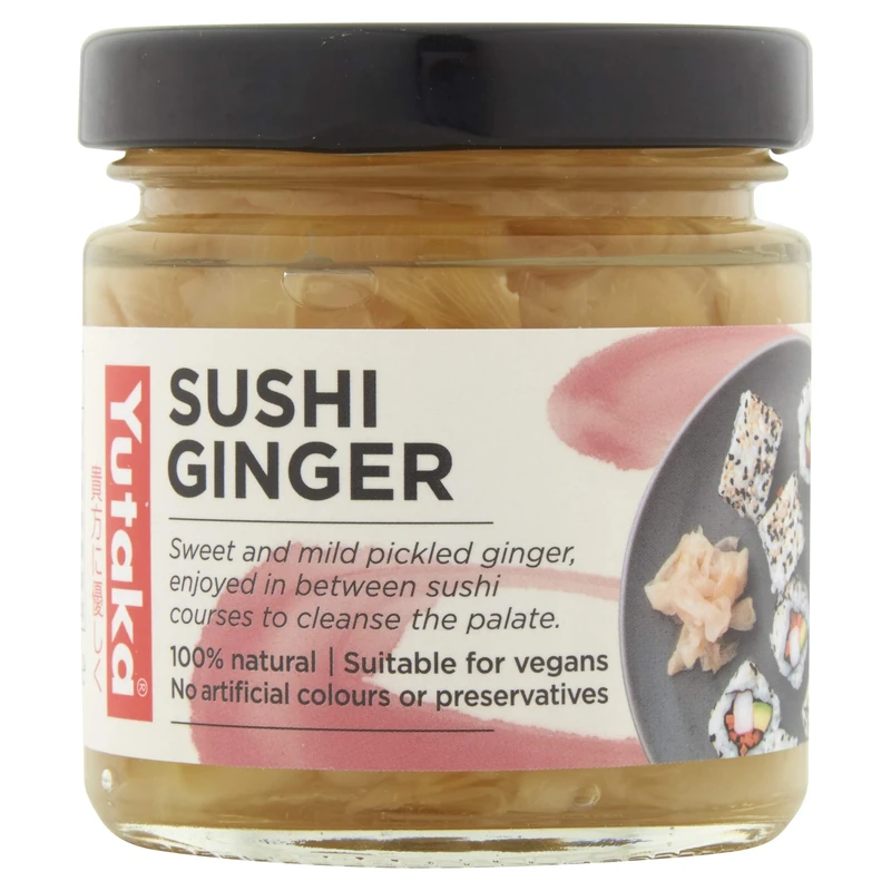 Yutaka Sushi Ginger 120g (Pack of 4) | Sweet & Mild Pickled Ginger | 100% Natural, Vegan-Friendly | Perfect for Sushi, Sashimi & Asian Cuisine | No Artificial Colours or Preservatives