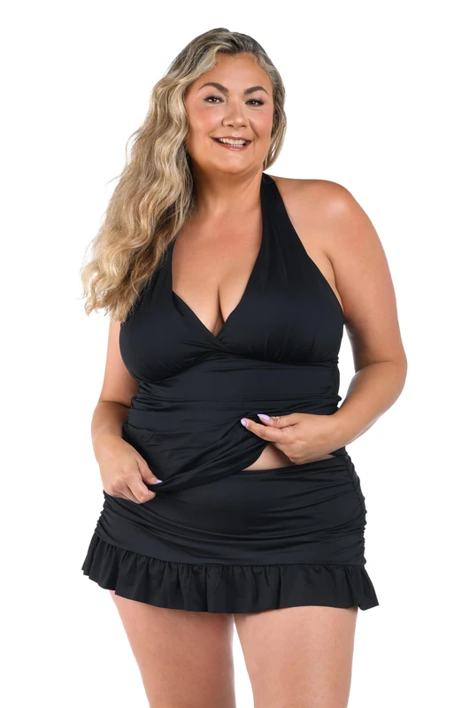 La Blanca Women's Island Goddess Halter Tankini Swimsuit Top, Black, 16 Plus - Image 1