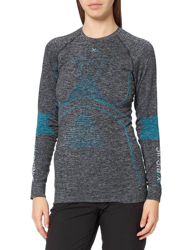 X-BIONIC Energy Accumulator 4.0 Melange Women's Shirt Round Neck Long Sleeves, Womens, EA-WT41W19W-G162-XS, dark grey melange/Wa, XS