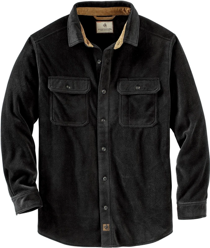 Legendary Whitetails Men's Tall Size Navigator Fleece Button Up Shirt, Black, Large Tall