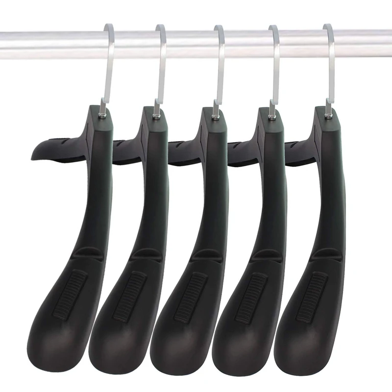 Plastic Extra Wide Suit Hangers, Pack of 20, Width: 17.7",Notched Shoulders & Swivel Hooks, Black - Image 1