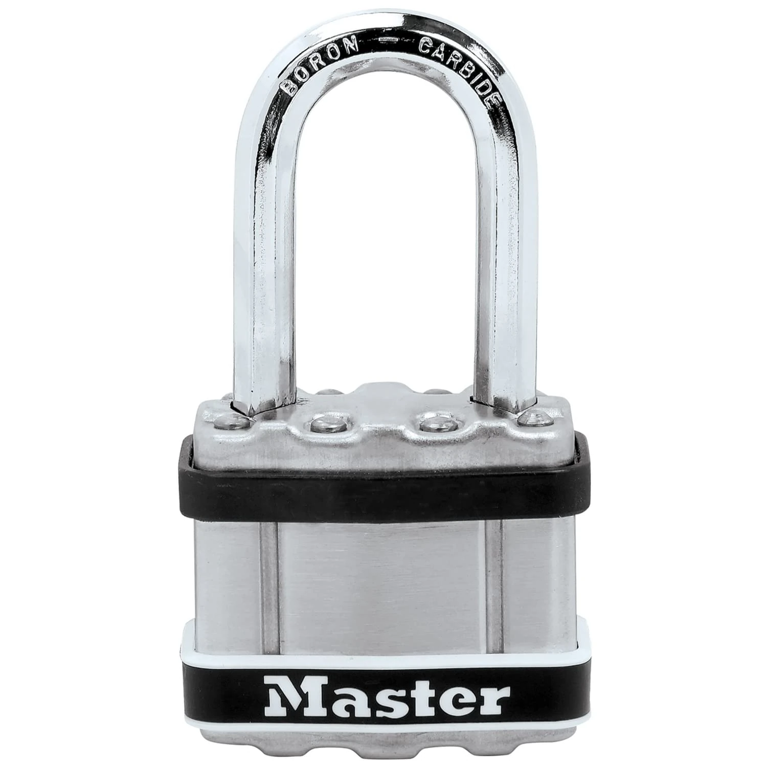 MASTER LOCK Heavy Duty Padlock, Security Level 9/10,Marine Environment, Laminated Steel, Stainless Steel Body Cover, Medium Shackle