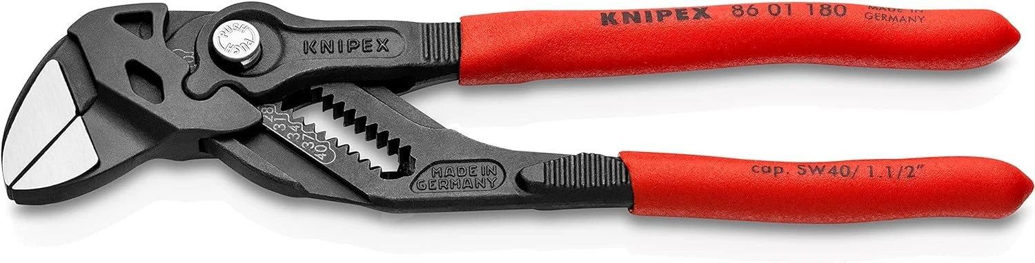 Knipex Pliers Wrench pliers and a wrench in a single tool grey atramentized, plastic coated 180 mm 86 01 180