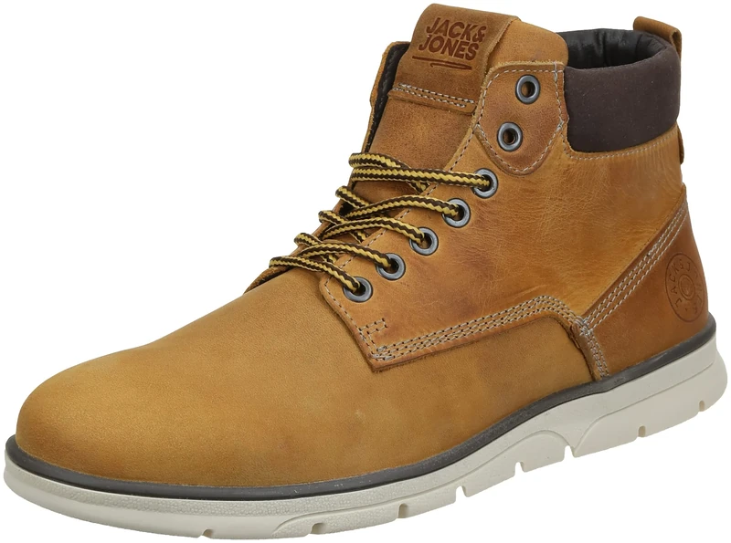 JACK & JONES Men's Jfwtubar Leather Honey Sn Ankle Boot, Honey, 8 UK