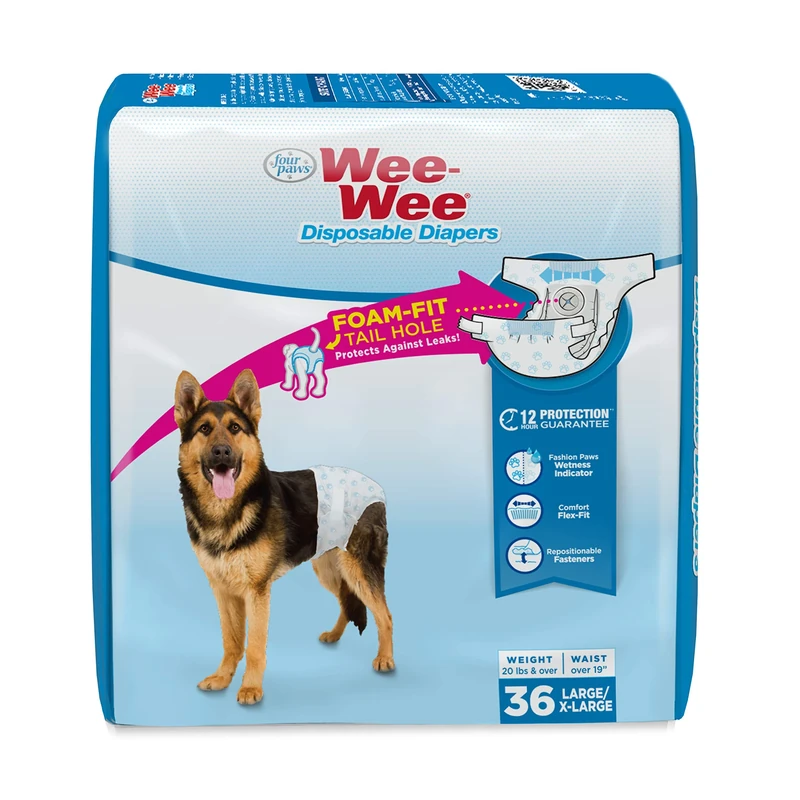 Four Paws Wee-Wee Super Absorbent Disposable Dog Diapers, Large (36 Count)