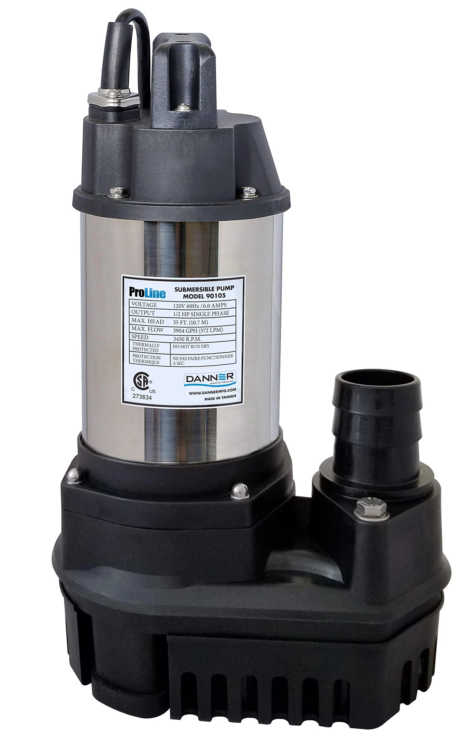 Danner Manufacturing, Inc., ProLine 1/6 HP High Flow Submersible Water Pump, 90101