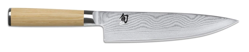 KAI Shun Classic White Japanese Chef Knife 20 cm Blade Length - Damascus Knife 32 Layers VG MAX Core - 61 (±1) HRC - Pakkawood Handle - Made in Japan - Forged Chef Knife