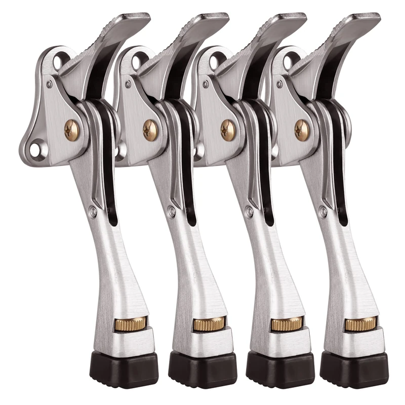Gotega Door Stops Indoors, 4 Pack Kick Down Door Stoppers with One Touch Adjustable Height and Rubber Tip 4 Inches, Door Stoppers for Floor, Heavy Duty Door Wedge