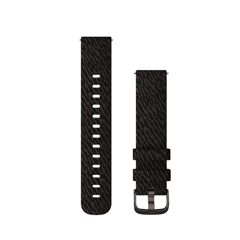 Garmin Quick Release Bands (20mm), suitable for selected Forerunner-,Venu-, vívomove-,vívoactive and Approach smartwatch series, Original accessory, Nylon, Black Pepper with Slate Hardware