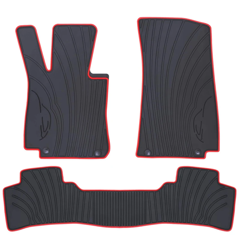 San Auto Car Floor Mat for Mercedes-Benz GLC 2016 2017 2018 2019 2020 2021 2022 Custom Fit Black Red Auto Floor Liners All Weather Heavy Duty Odorless