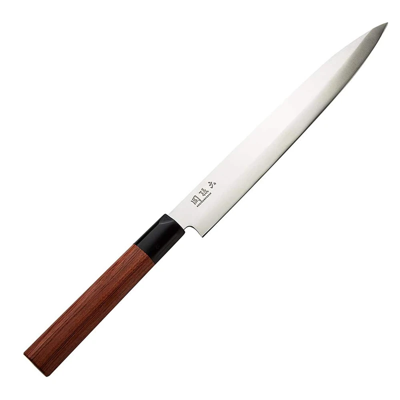 KAI Seki Magoroku Redwood Yanagiba 24.0 cm Blade Length - 1K6 Stainless Carbon Steel with 57 (±1) HRC - high-Gloss Polished Blade - pakkawood Redwood - Handcrafted in Japan