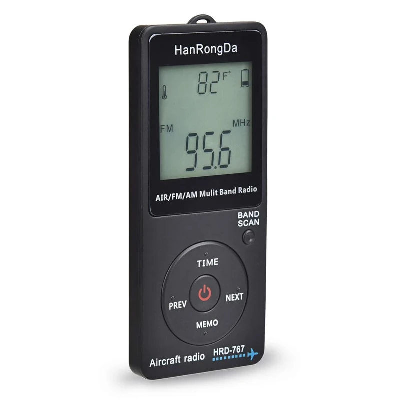 Docooler HanRongDa HRD-767 FM/AM/AIR Multi Band Radio Aircraft Band Radio Receiver Blacklit LCD Display Lock Button with Headphones Lanyard Storage Bag