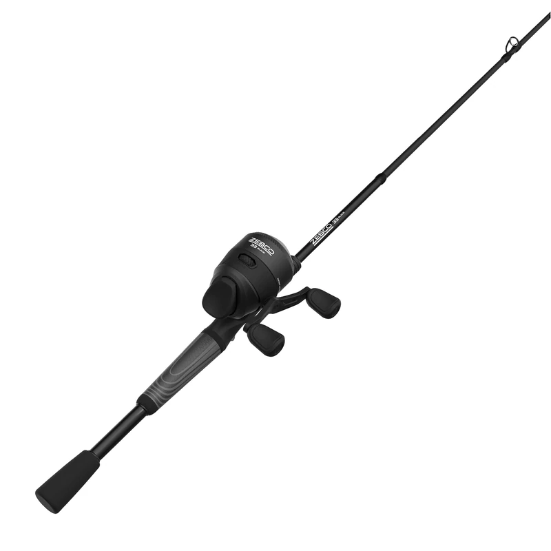 Zebco 33 Black Spincast Reel and Fishing Rod Combo, 6-Foot 2-Piece Graphite Rod with ComfortGrip Handle, QuickSet Anti-Reverse Fishing Reel with MicroFine Drag, Black