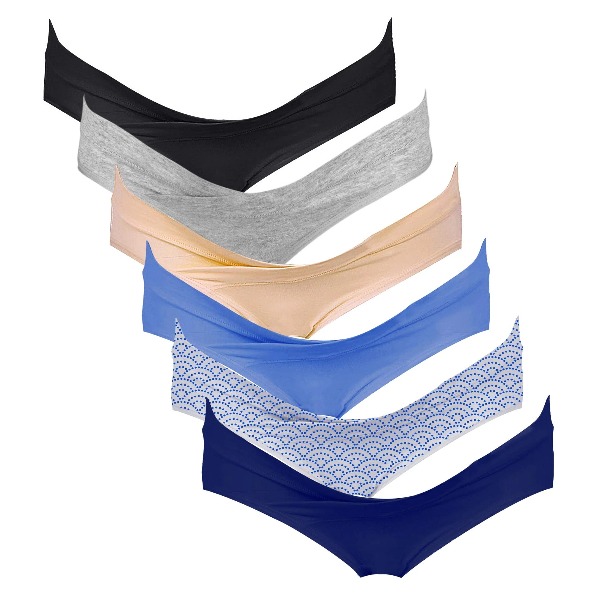 Intimate Portal Maternity Pants Under Bump Pregnancy Knickers Postpartum Underwear 6-Pk Midnight Shore XL