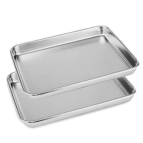 4x Stainless Steel Polished Display Trays 2x 26cm & 2x 40cm Non Toxic By Chabrias LTD