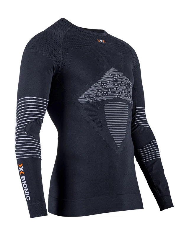 X-Bionic Energizer 4.0 Shirt Round Neck Long Sleeves Men Baselayer Functional Sport T-Shirt - Opal Black/Arctic White, Small
