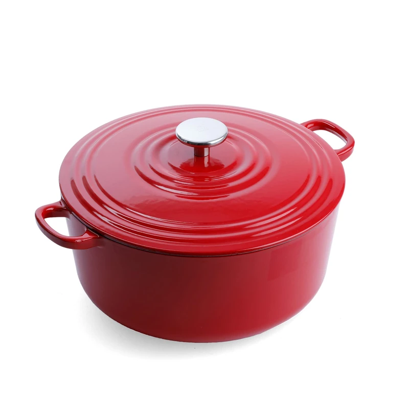BK Cookware German Enamelled Iron, 28 cm/6.7 Litre Dutch Oven Casserole Dish with Lid, Induction, Dishwasher & Oven Safe, Chilli Red - Image 1