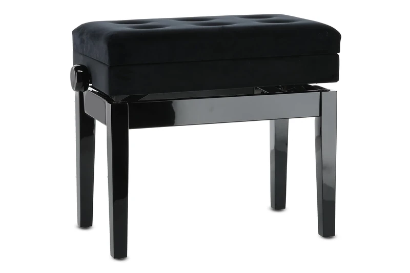 GEWA Piano Bench Deluxe Compartment, black high gloss, with sheet music compartment