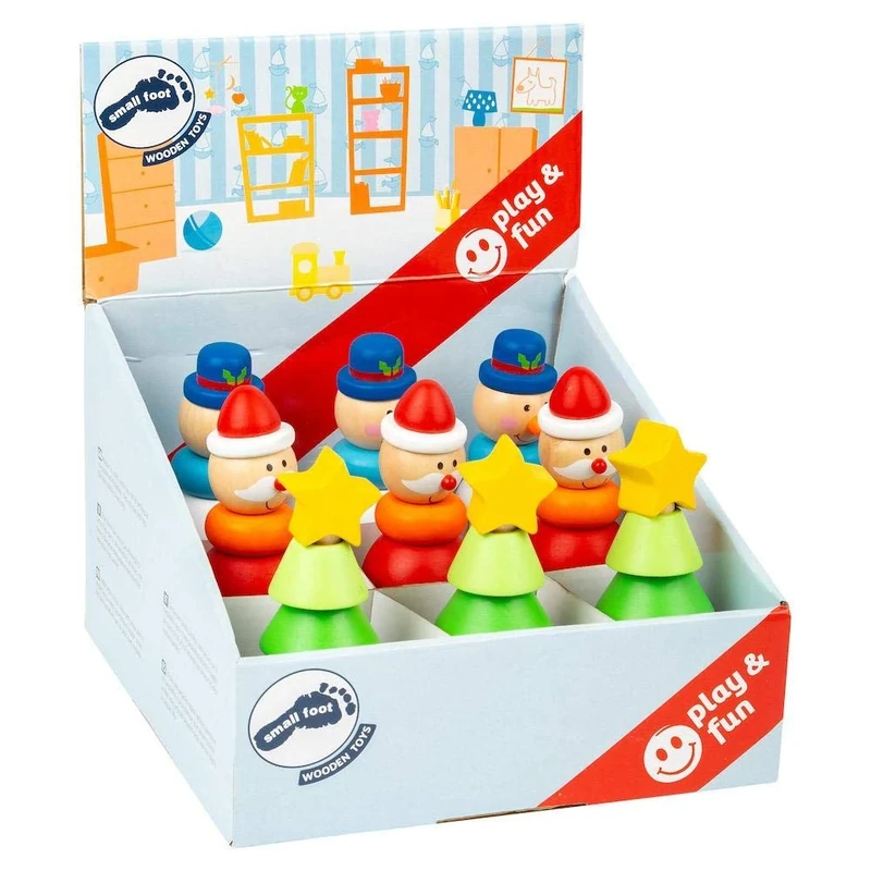 Small Foot 11466 Christmas Stacking Figurines Display Made of Wood, a Set of 9 Figurines, Height of Each 12.5 cm