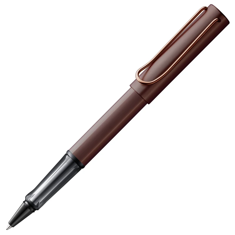 Lamy Lx marron Rollerball Pen – lightweight pen with transparent, ergonomic grip & line width M - anodized aluminium body – including rollerball refill M 63 in black ink & metal case